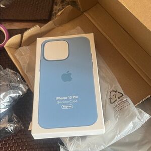 iPhone 13 Pro silicone case MagSafe light blue color